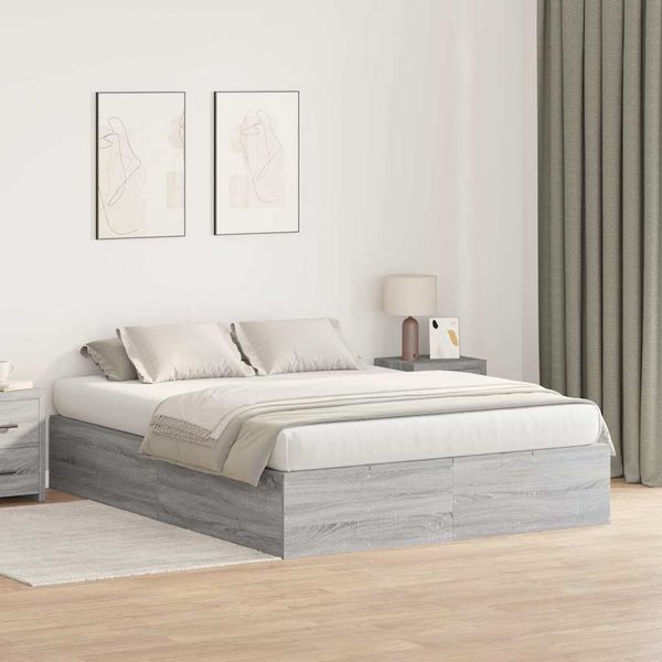 vidaXL Rám postele s úložným prostorem Sivý Sonoma 140 x 200 cm
