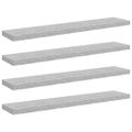 vidaXL Plávajúce nástenné police 4 ks betónovosivé 120x23,5x3,8 cm MDF