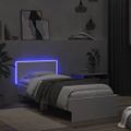 vidaXL Posteľný rám s čelom a LED svetlami biely 90x190 cm