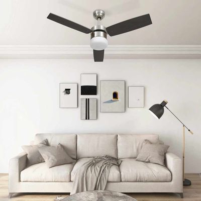 vidaXL Stropný ventilátor so svetlom a ovládačom 108 cm, tmavohnedý