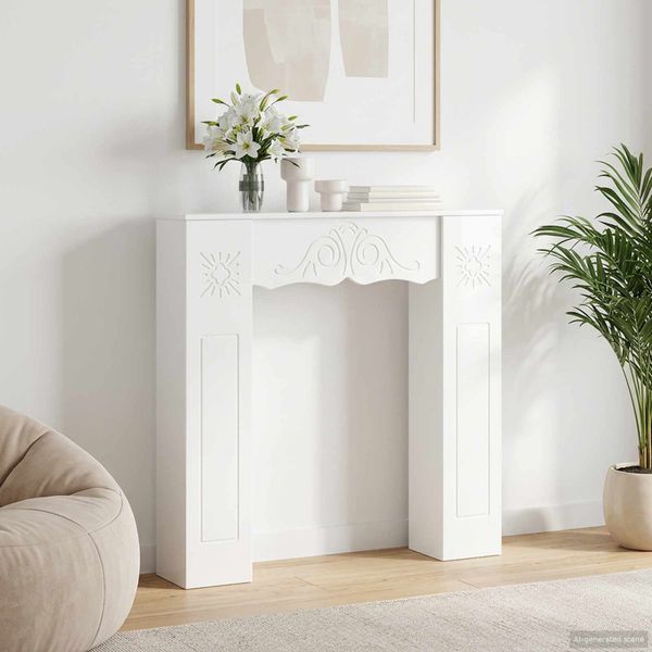 vidaXL Rám krbu Biela s vysokým leskom 102 x 20 x 102 cm