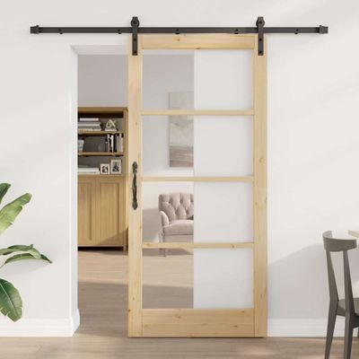 vidaXL Posuvné dvere ORKDAL Prírodná a čierna 93 x 202 cm