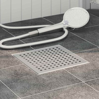vidaXL Odtok sprchy s bodkami Strieborná 20 x 20 cm Nerezová oceľ 304