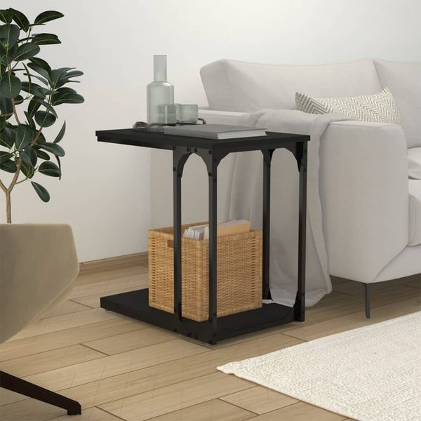 vidaXL Bočný stolík čierny 50x35x52 cm spracované drevo