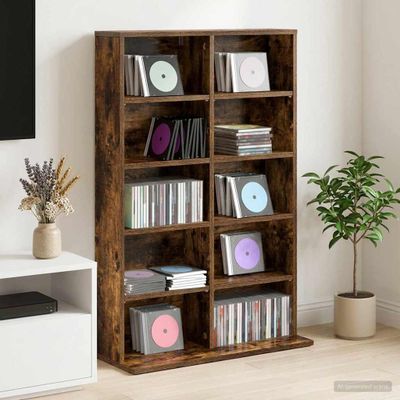 vidaXL CD Skrinka Dymový dub 65 x 23,5 x 97,5 cm Kompozitné drevo