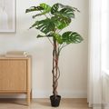 vidaXL Umelá Monstera rastlina Zelená 94 x 18 x 170 cm Látka a drevo