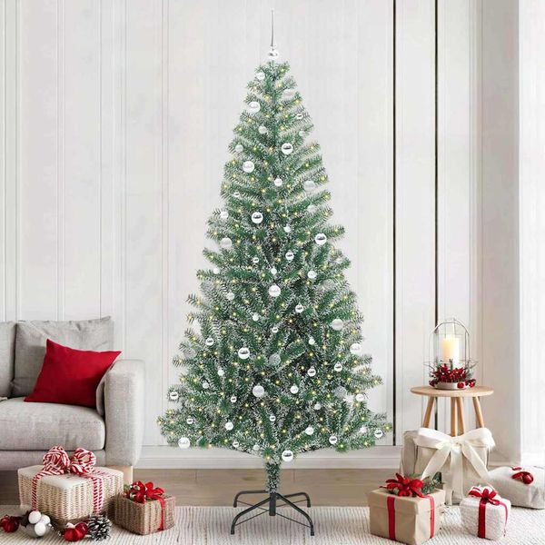 vidaXL Umelý vianočný stromček, snehom obalený, s LED svetlom 240 cm