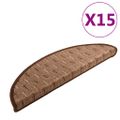 vidaXL Kobercové nášľapy na schody 15 ks hnedé 56x17x3 cm