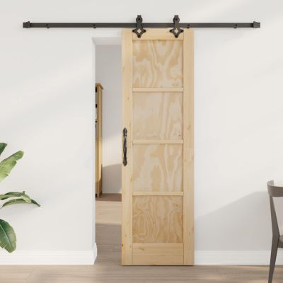 vidaXL Posuvné dvere Prírodná a čierna 61 x 198,5 cm Borovicový masív