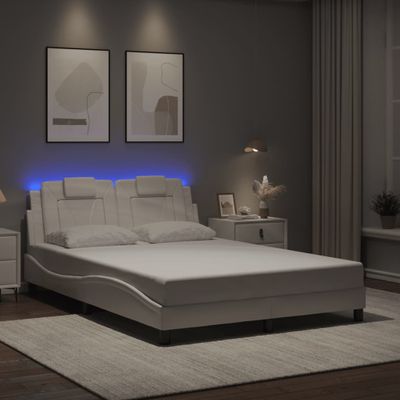 vidaXL Rám postele, Viana, s LED bez matraca, biely 120x200 cm