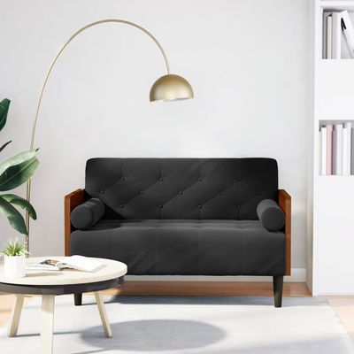 vidaXL Dvojpohovka s vankúšmi, čierna 110 cm, zamat