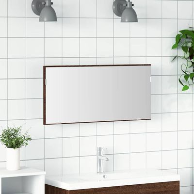 vidaXL Zrkadlo Nástenný Hnedý dub 80 x 37 cm Sklo a inžinierske drevo