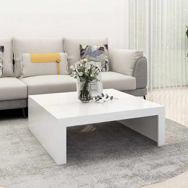 vidaXL Konferenčný stolík, biely 100x100x35 cm, kompozitné drevo
