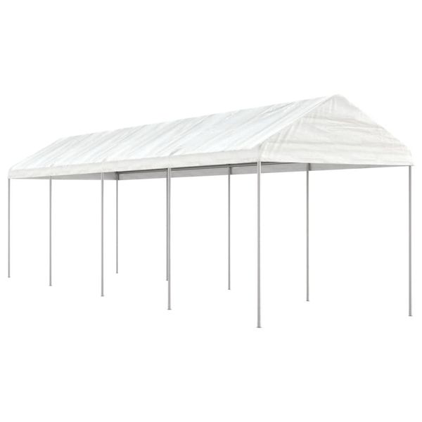 vidaXL Altánok so strechou, biely 8,92x2,28x2,69 m, polyetylén