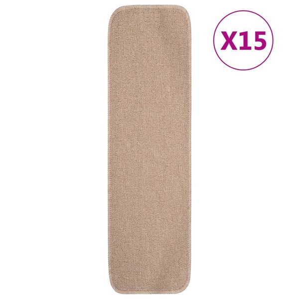 vidaXL Protišmykové nášľapy na schody 15 ks, 75x20cm, béžové, obdĺžnik