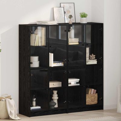 vidaXL Highboard 2 pcs Čierny dub 68 x 37 x 142 cm Kompozitné drevo