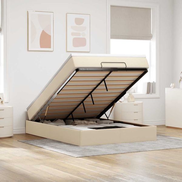 VidaXL Osmanská posteľ s krémovým matracom 140x190cm Látka