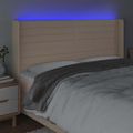 vidaXL Čelo postele s LED krémové 183x16x118/128 cm látka