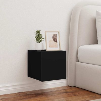 vidaXL TV nástenné skrinky s LED svetlami 2 ks čierne 30,5x35x30 cm