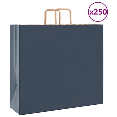 vidaXL Papierové tašky 250 ks s rúčkami, modré, 54x15x49 cm
