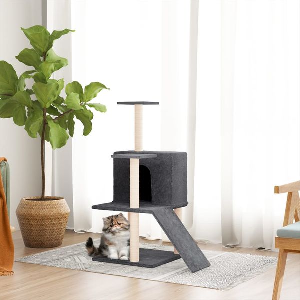 vidaXL Škrabadlo pre mačky so sisalovými stĺpikmi tmavosivé 82 cm