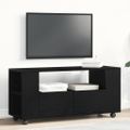 vidaXL TV skrinka kolieska dub čierna 102x34,5x43cm kompozitné drevo