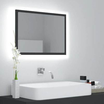 vidaXL LED kúpeľňové zrkadlo sivé 60x8,5x37 cm, akryl