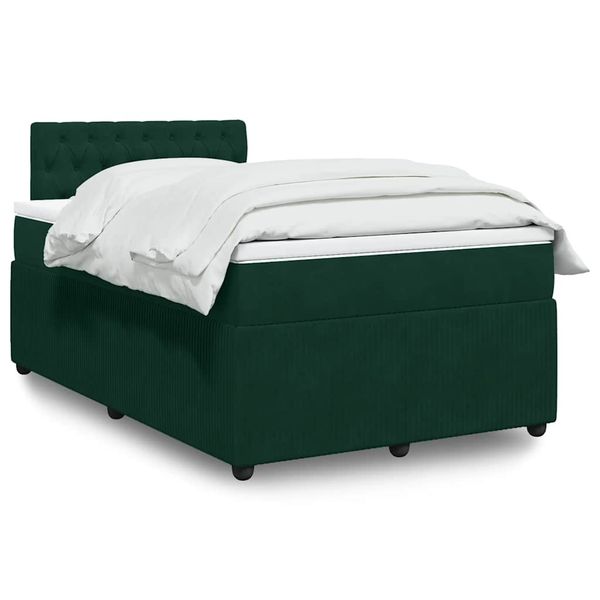 vidaXL Boxspring posteľ s matracom, tmavozelená 120x190cm, zamat