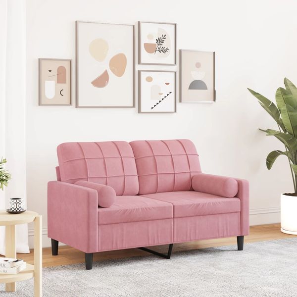 vidaXL 2-miestna pohovka s vankúšmi ružová 120 cm zamat