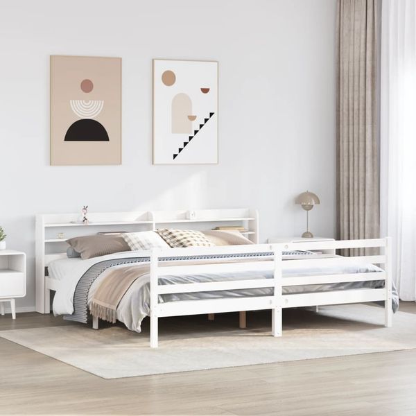 vidaXL Posteľný rám s čelom bez matraca biely 200x200 cm