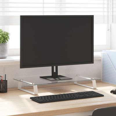 vidaXL Stojan na monitor biely 60x35x8 cm tvrdené sklo a kov