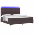 vidaXL LED box s pružinami Tmavohnedá 200 x 200 cm látka