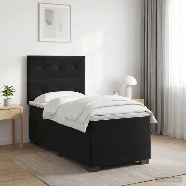 vidaXL Posteľ boxspring s matracom Čierna 100 x 200 cm Zamat