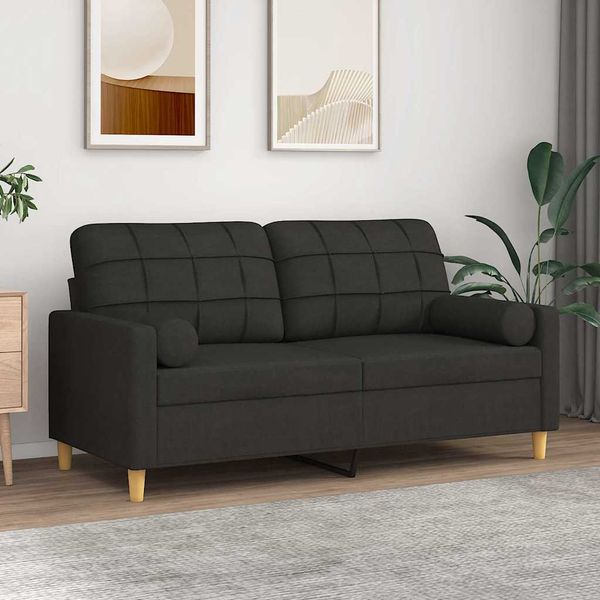 vidaXL 2-miestna pohovka s vankúšmi čierna 140 cm látka