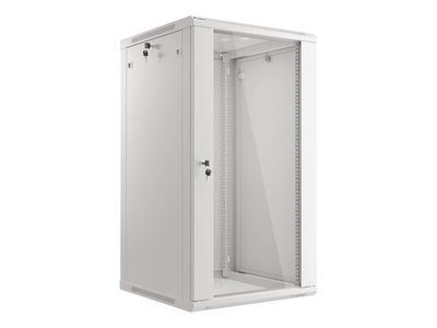 Lanberg 19'' racková skriňa pro montáž na stenu 22u/600x600 (flat pack) s prosklenými dverami šedá V2