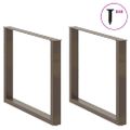 vidaXL Nohy k jedálenskému stolu v tvare U, 3 ks, prírodná oceľ, 100 x (72-73) cm, oceľ