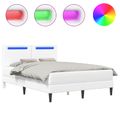 vidaXL Rám postele s LED pásikmi Biela 120 x 190 cm Umelá koža