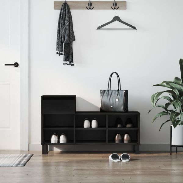 vidaXL Botník čierny 102x36x60 cm spracované drevo