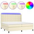 vidaXL Boxspring posteľ s matracom a LED krémová 200x200 cm umelá koža