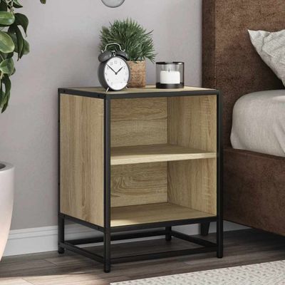 vidaXL Nočné stolíky 2 ks dub sonoma 40x31x50 cm kompozitné drevo+kov