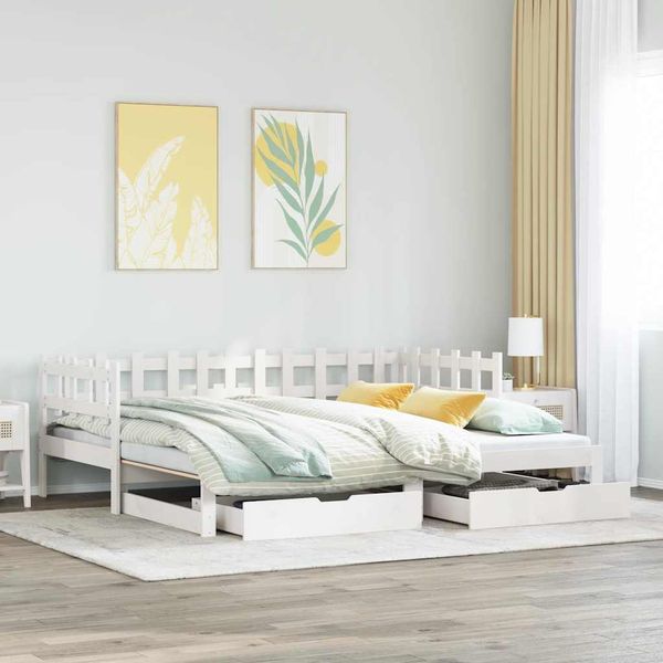 vidaXL Rozkladacia denná posteľ s matracmi bez matraca biela 90x190 cm