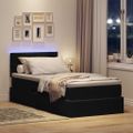 vidaXL LED úložná posteľ s matracom Čierna 100 x 200 cm Zamat