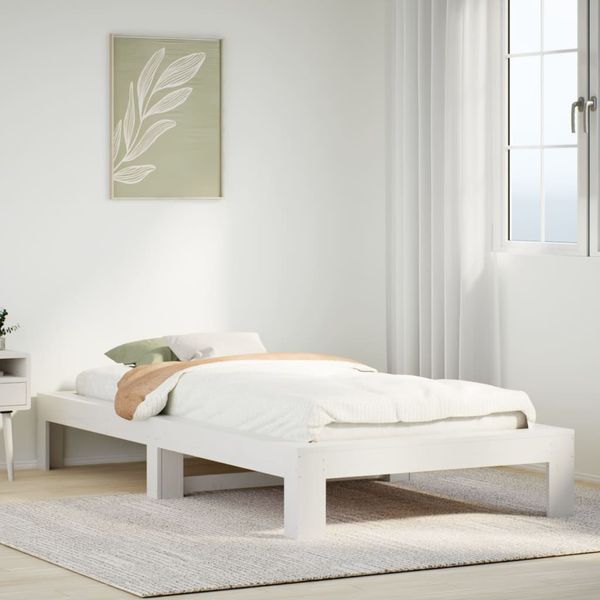 vidaXL Posteľ bez matraca biela 75x190 cm masívna borovica