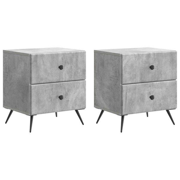 vidaXL Nočný stolík 2 pcs Betónovo sivá 43 x 34,5 x 47,5 cm