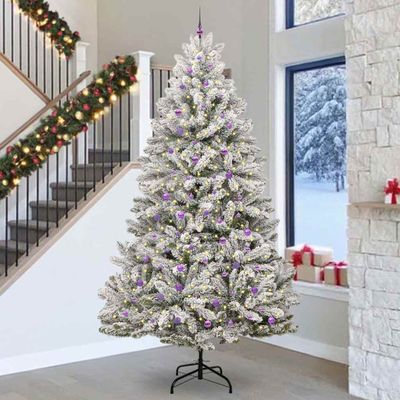 vidaXL Umelý vianočný stromček Zelená a biela 300 cm PVC a kov