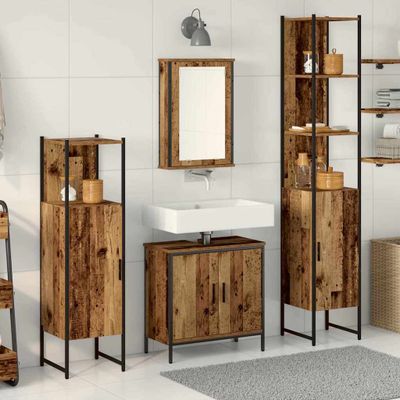 vidaXL Sada kúpeľňového nábytku Nástenný 4 pcs Hnedá Kompozitné drevo