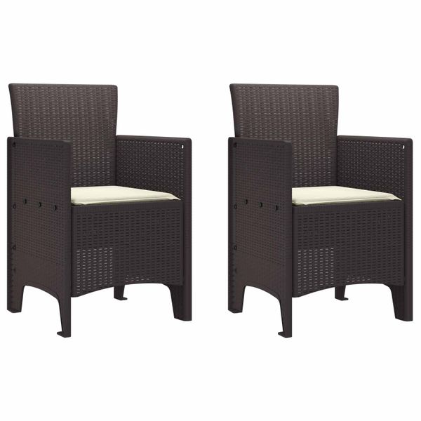 vidaXL Záhradná stolička 2 pcs Hnedá 53 x 49 x 85 cm Polypropylén
