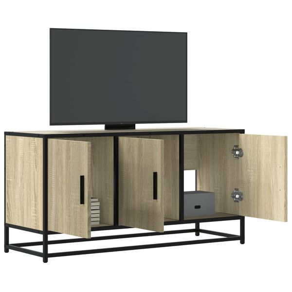 vidaXL TV skrinka dub sonoma 100x35x50 cm kompozitné drevo a kov