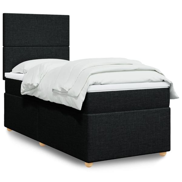 vidaXL Posteľný rám boxspring s matracom čierny 80x200 cm látka
