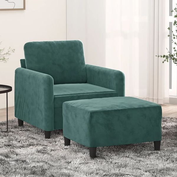 vidaXL Relaxačné kreslo s podnožkou tmavozelené 60 cm zamat